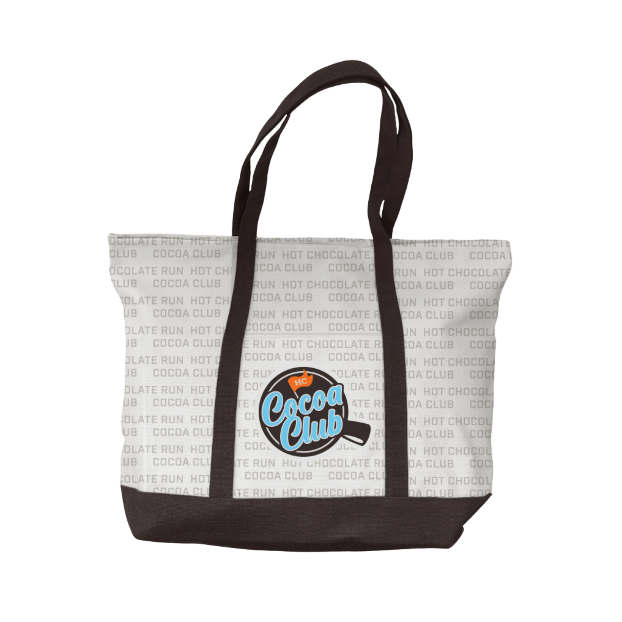 Tote bag with 'Cocoa Club' logo and text