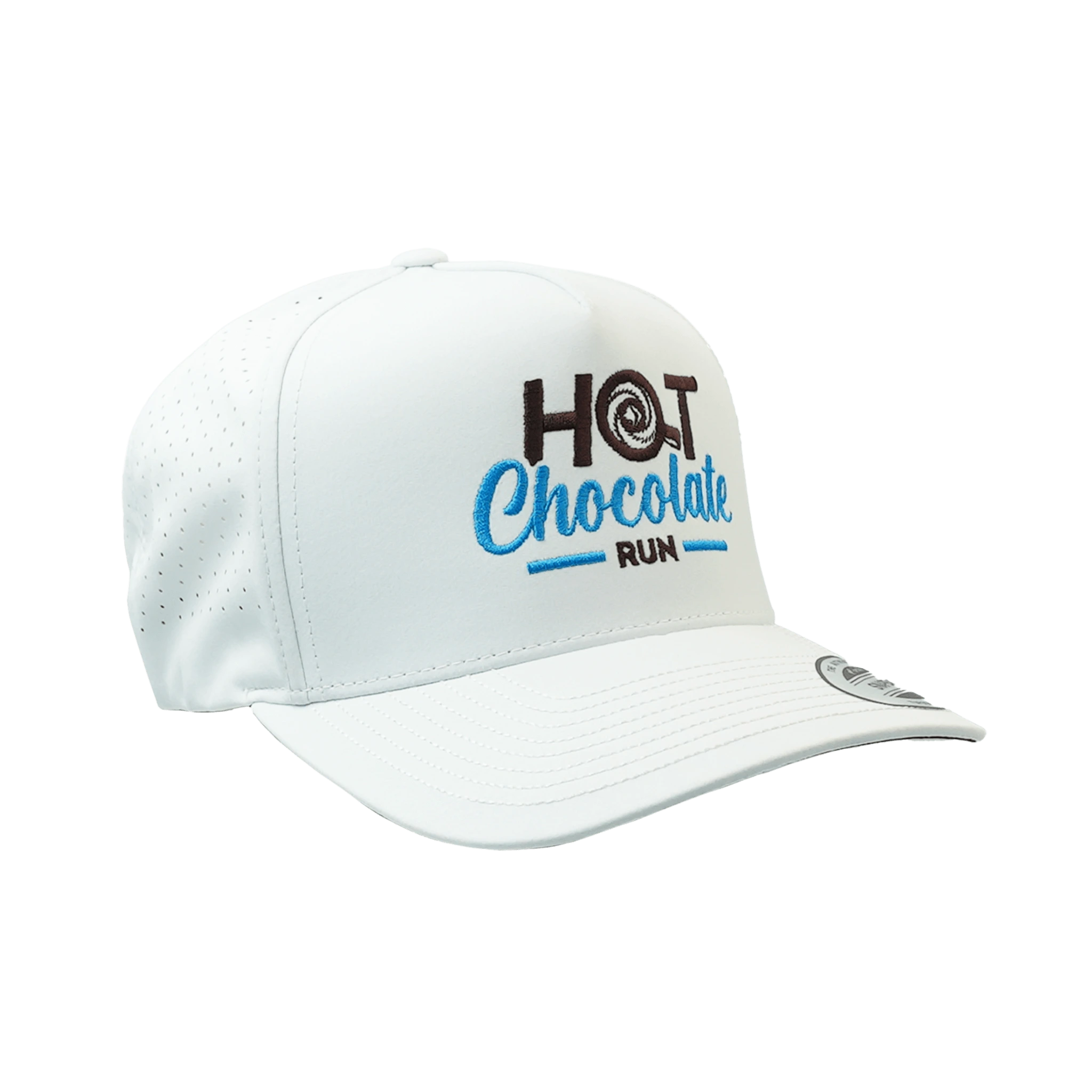 White cap with 'Hot Chocolate Run' text