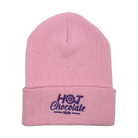 Pink beanie with 'Hot Chocolate Run' logo