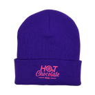 Purple beanie with 'Hot Chocolate Run' logo
