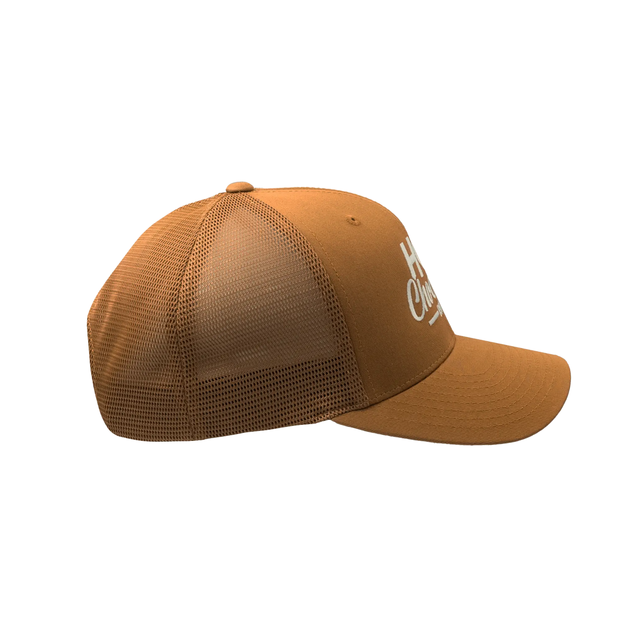 Brown mesh cap with 'Hot Chocolate Rum' text