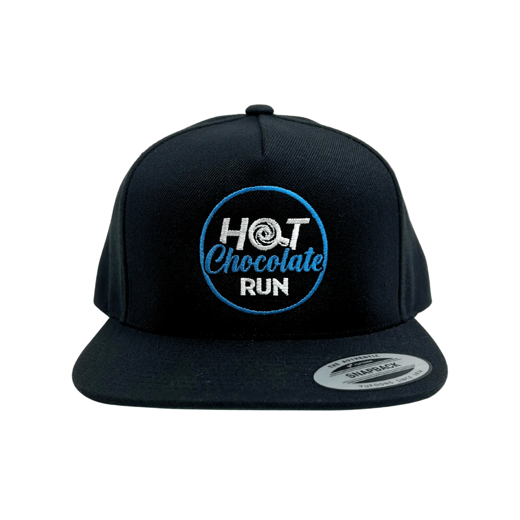 Black Snapback cap with Hot Chocolate Run logo