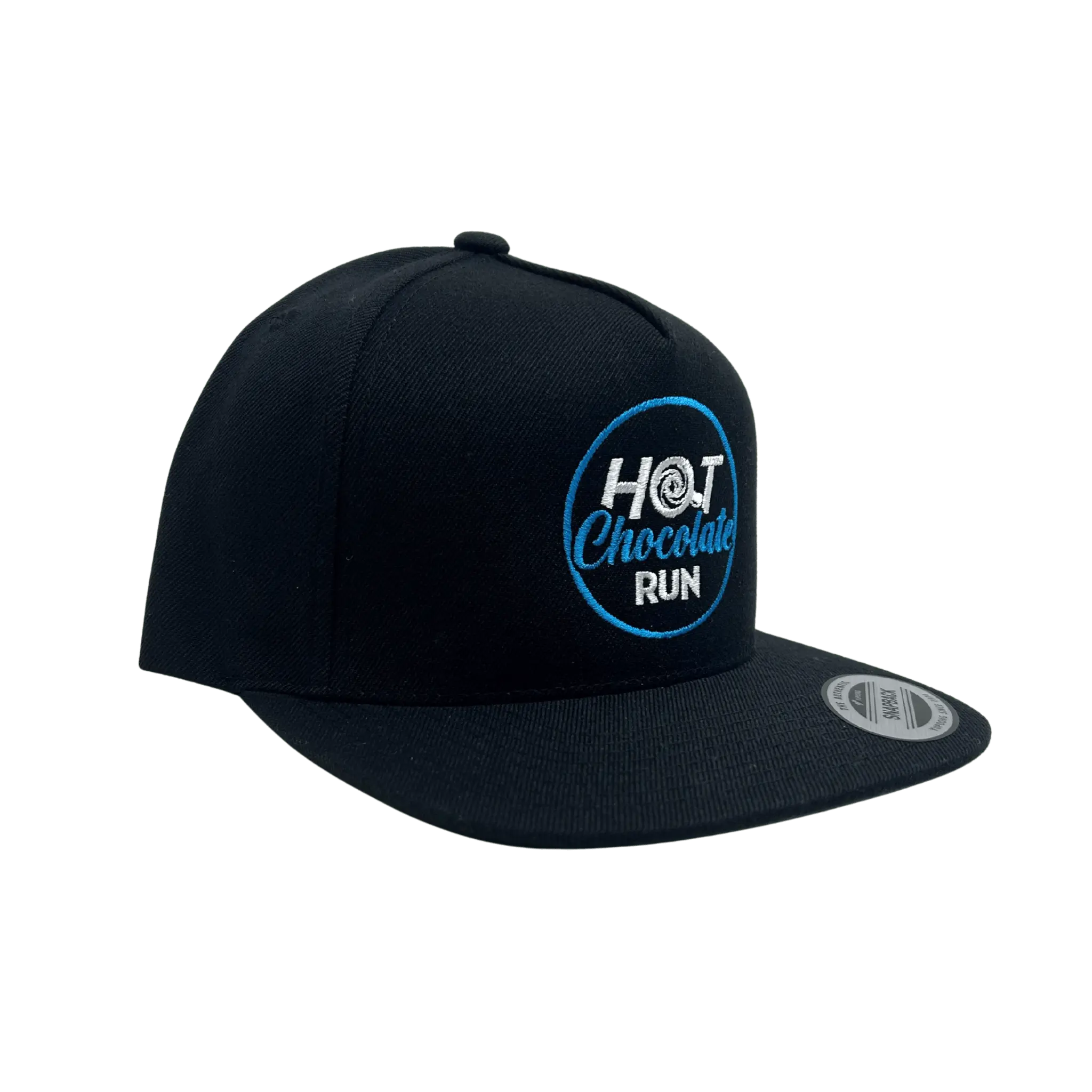 Black Snapback cap with Hot Chocolate Run logo