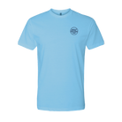 Light blue t-shirt with a Hot Chocolate Run logo on the left chest