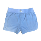 Light blue running shorts with reflective Hot Chocolate logo