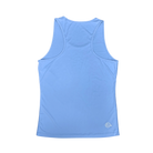 Back of light blue tank top with a reflective Hot Chocolate logo on lower left bottom