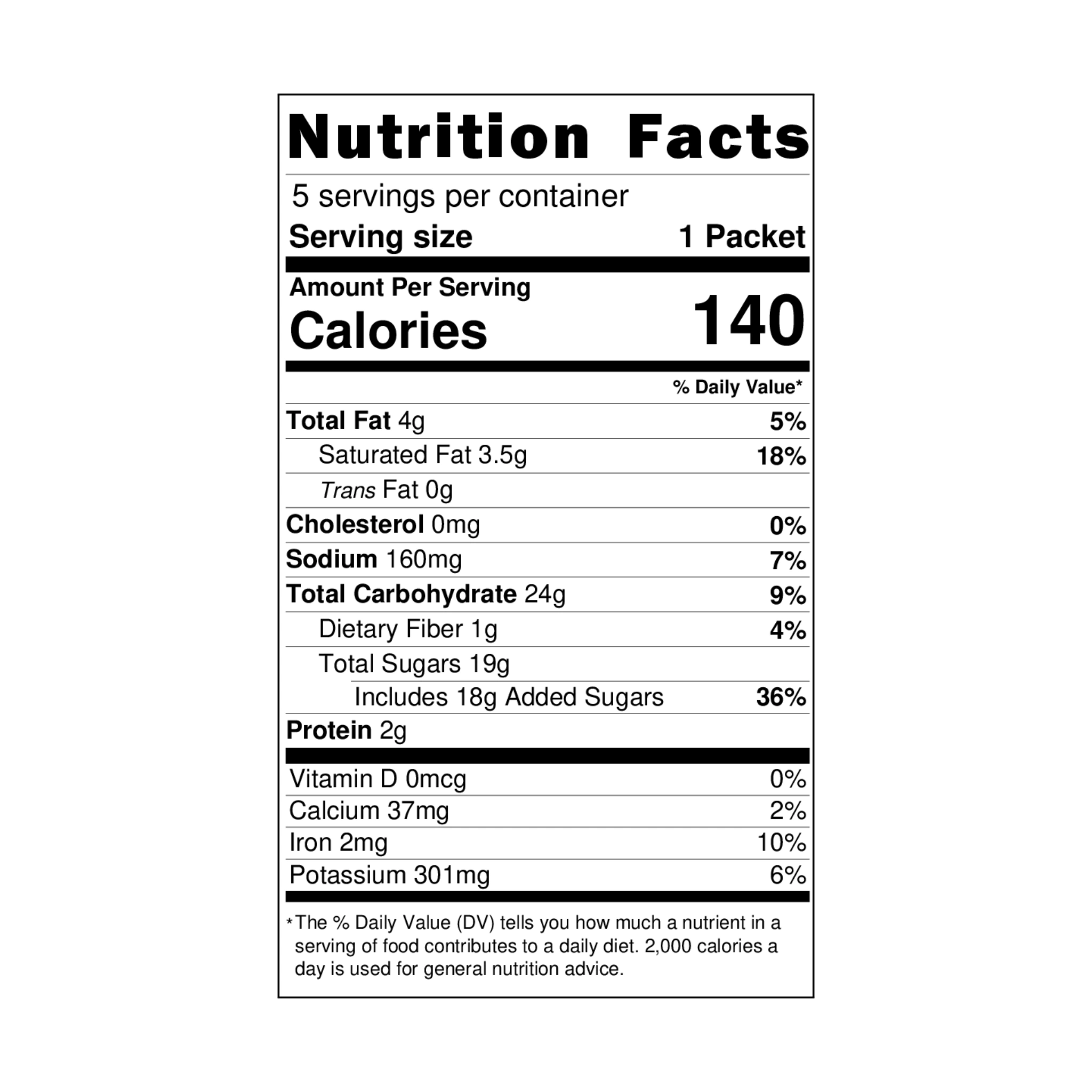 Hot Chocolate powder nutrition facts label