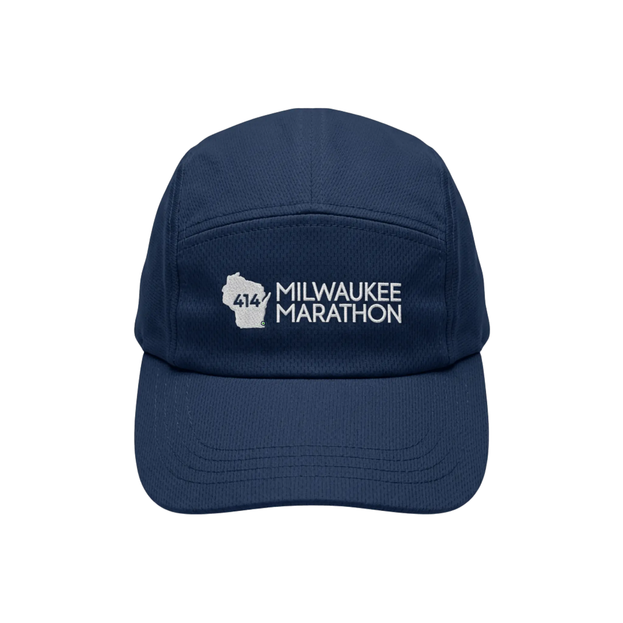 Navy blue cap with Milwaukee Marathon white logo
