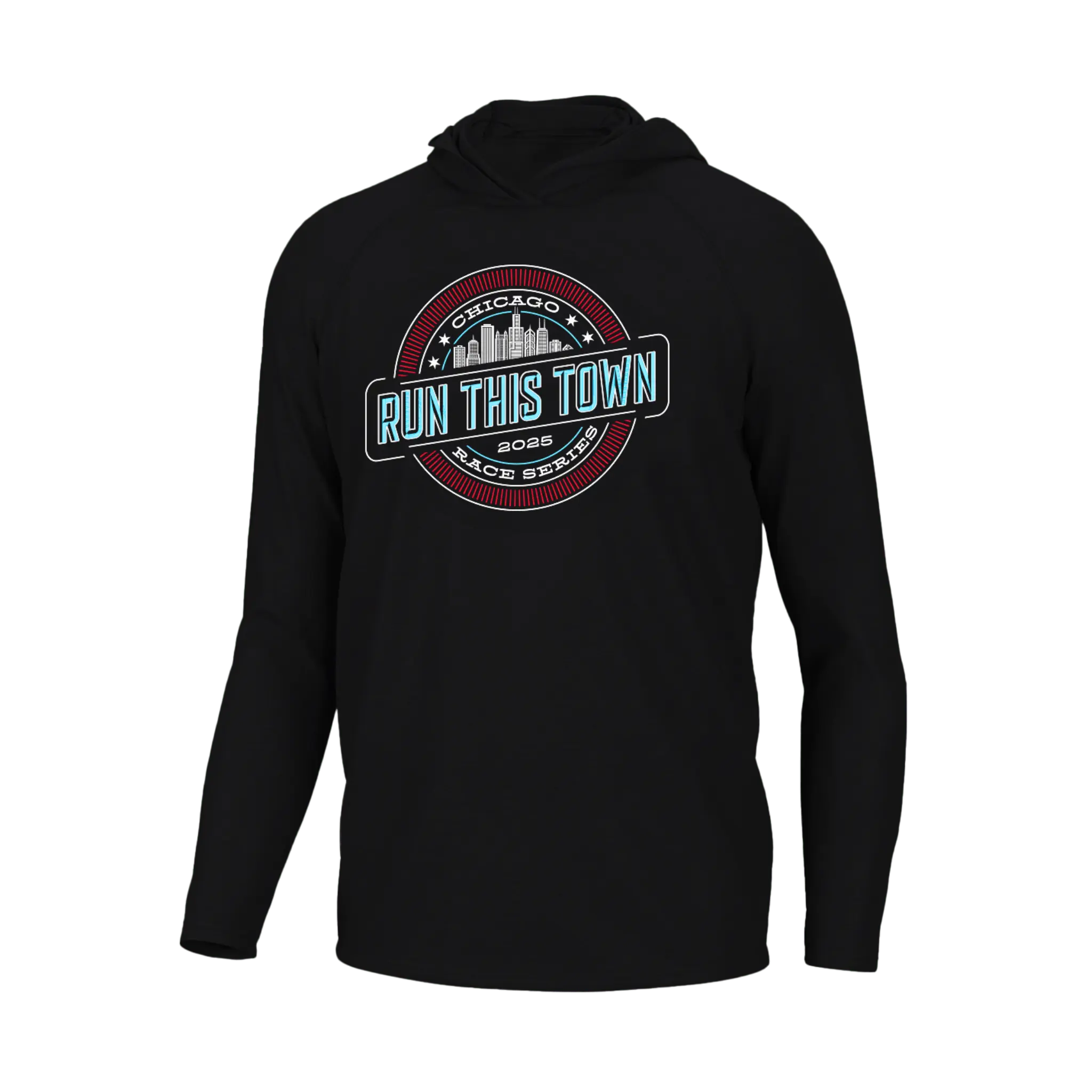 Black hoodie with 'Run This Town' graphic
