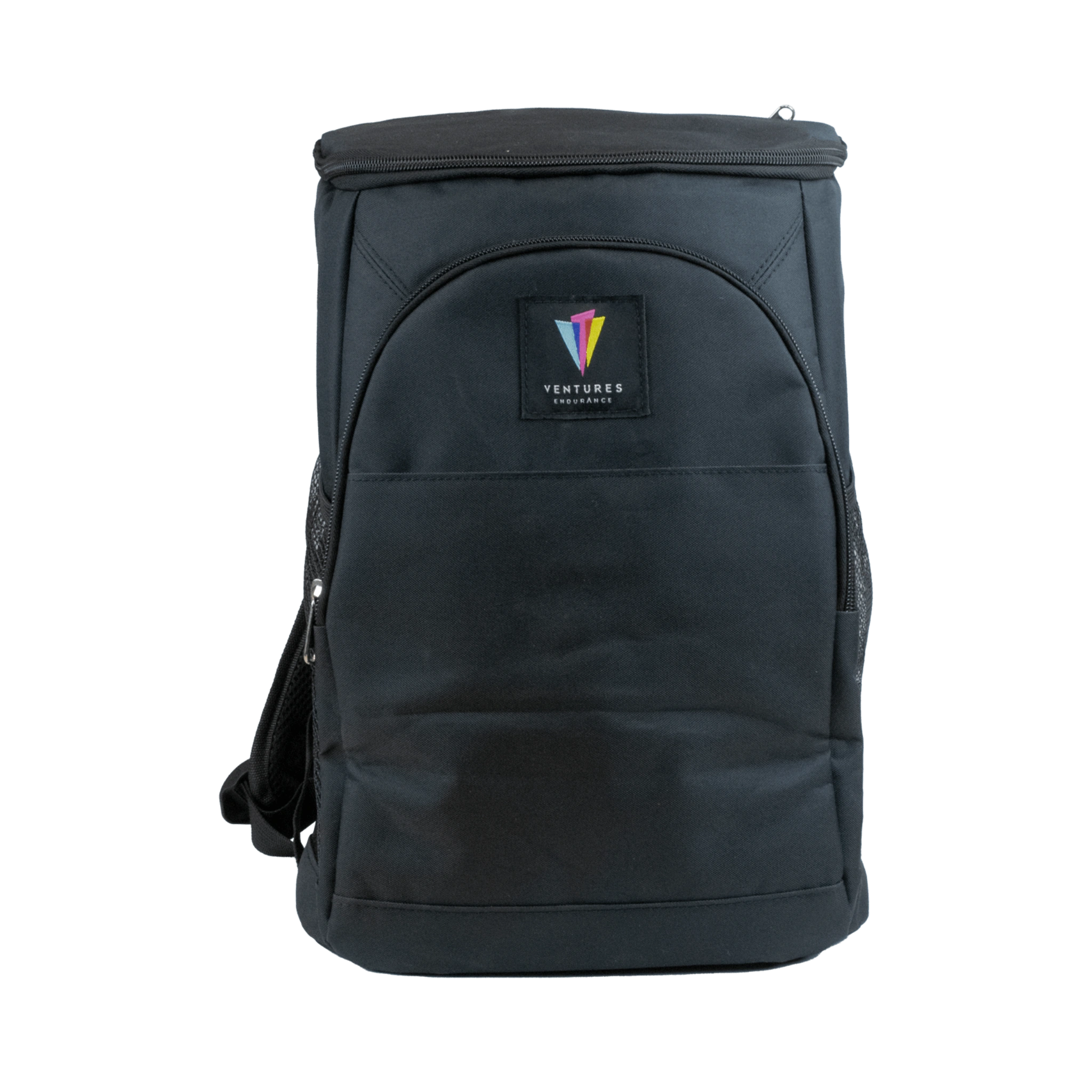 Black backpack with a Ventures Endurance logo on front