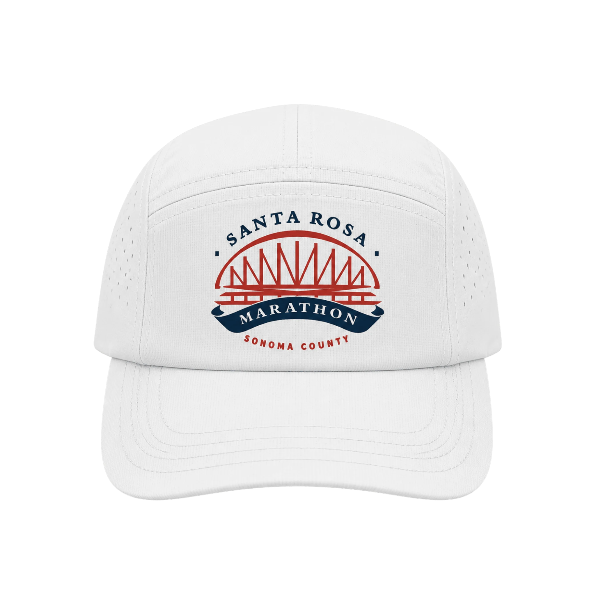 White cap with Santa Rosa Marathon logo