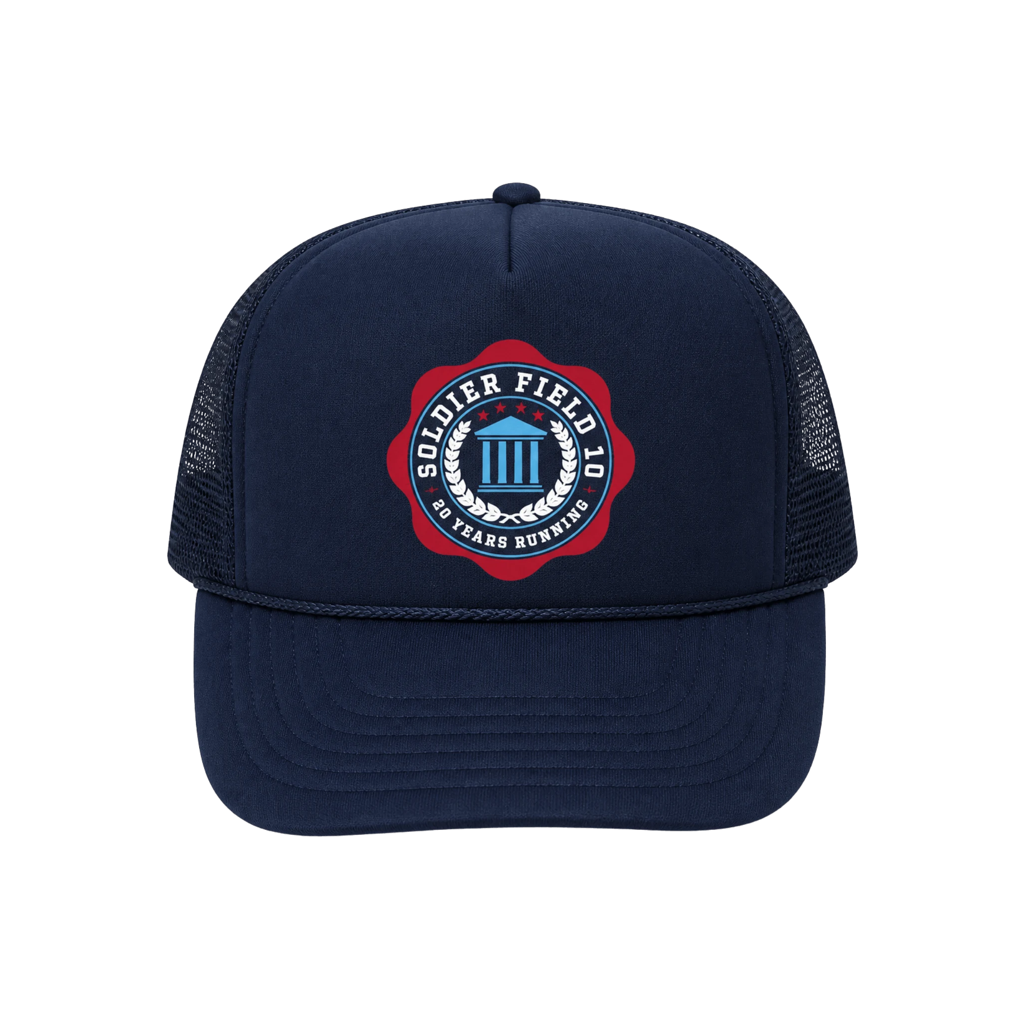 Navy blue cap with a red and blue Soldier Field 10 emblem