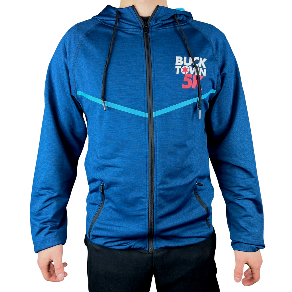 Men's Bucktown 5K Blue Full Zip Hoodie
