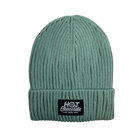 Hot Chocolate Ribbed beanie in mint with 'Hot Chocolate' black patch logo