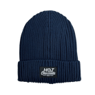 Hot Chocolate Ribbed beanie in navy with 'Hot Chocolate' black patch logo