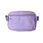 Back of purple belt bag with zipper