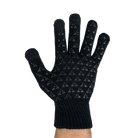 Black glove with patterned palm and touchscreen fingers