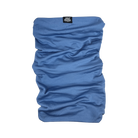 Blue neck gaiter with a Hot Chocolate Run label