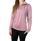 Person wearing a pink long-sleeve quarter zip with HC Run logo