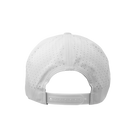 White cap with perforation and snapback closure