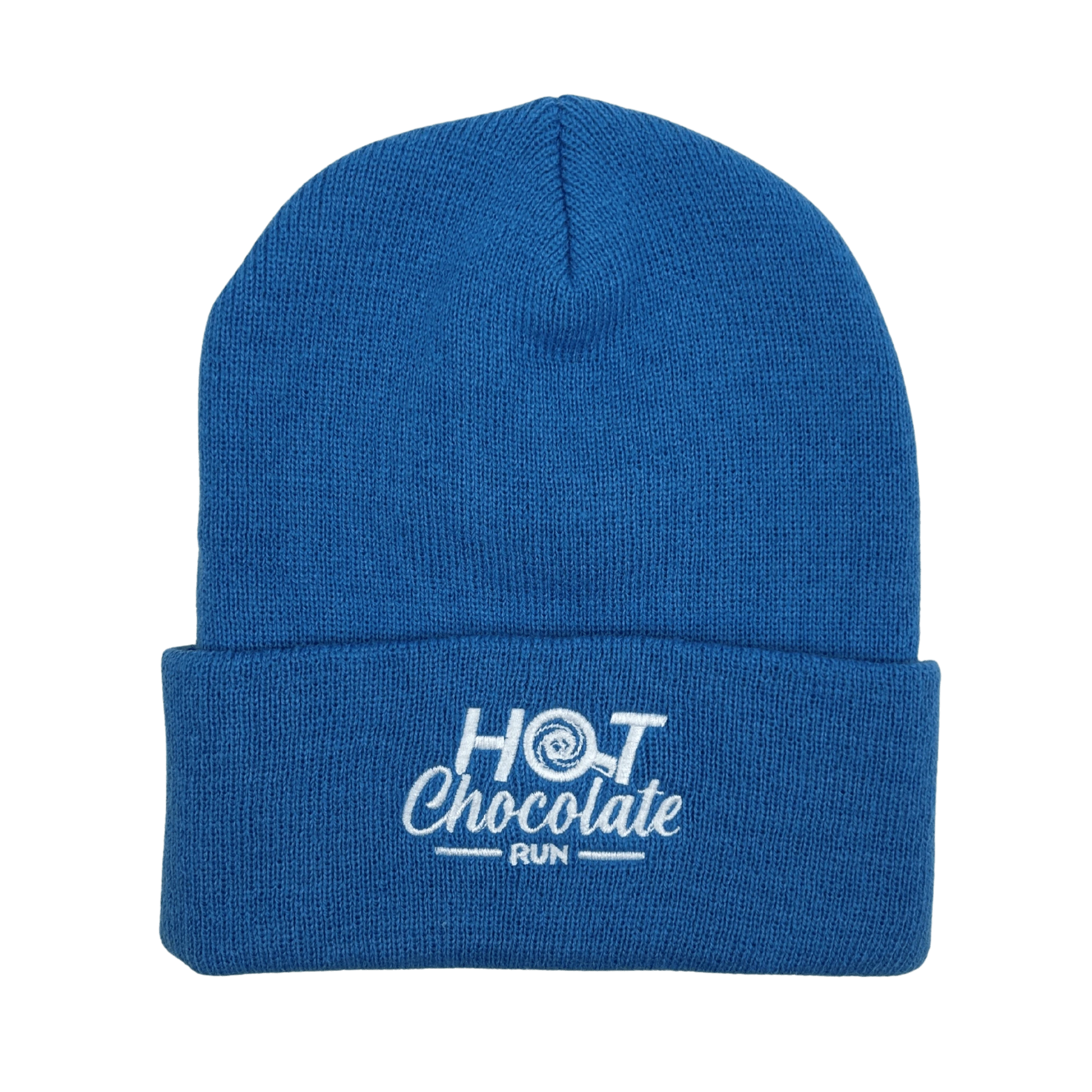 Blue beanie with 'Hot Chocolate Run' logo