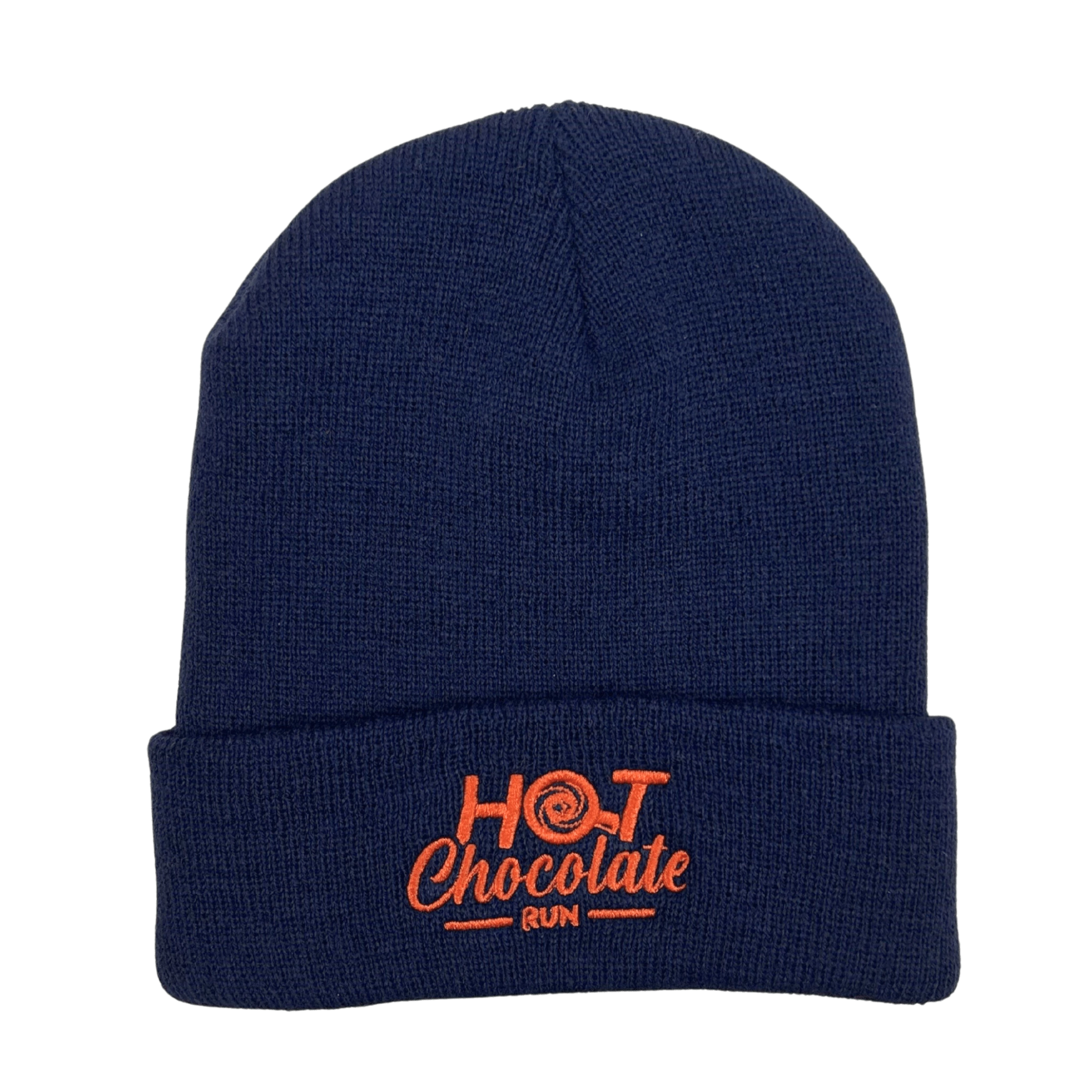 Navy beanie with 'Hot Chocolate Run' logo
