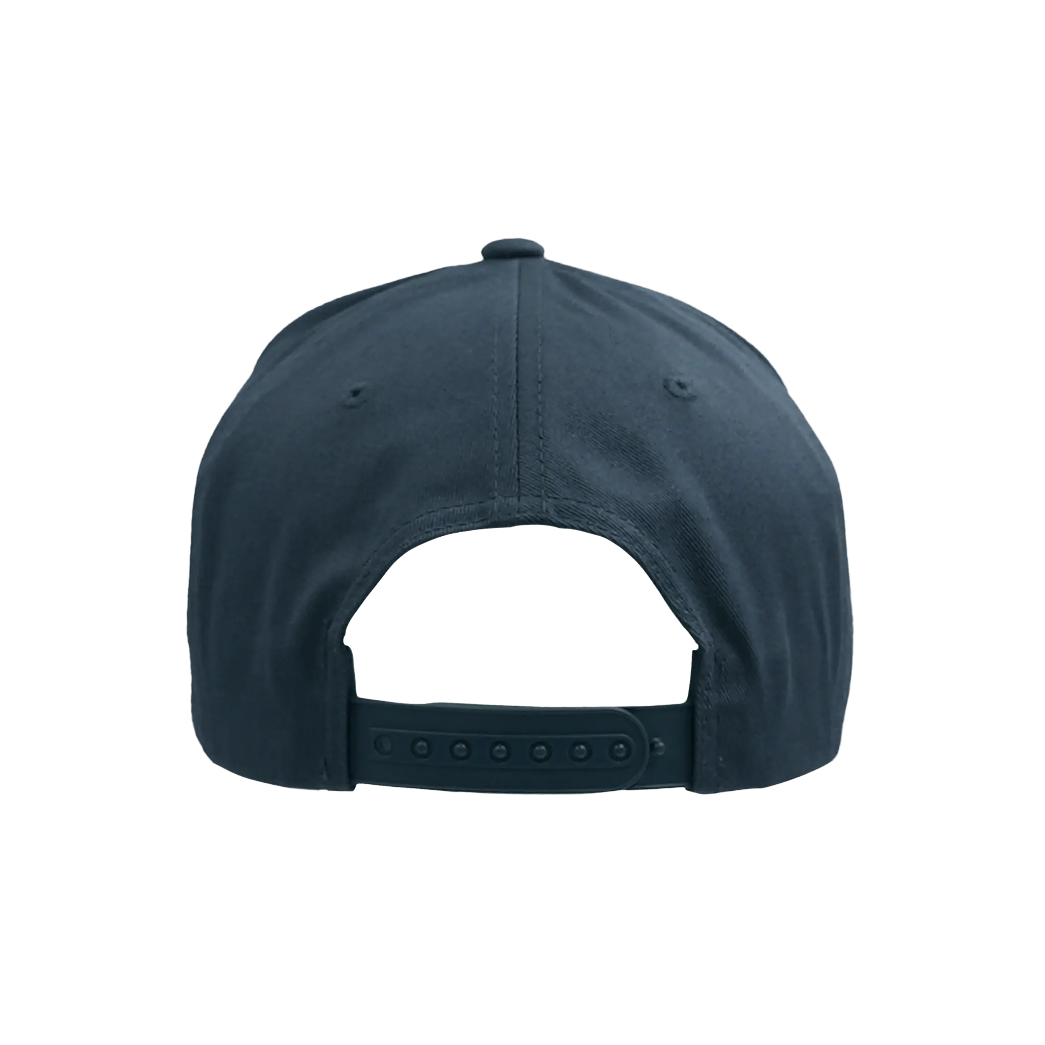 Navy blue baseball cap with snapback closures