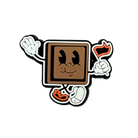 Chocolate square character as a bib fastener