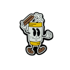 Cartoon cup character as a bib fastener