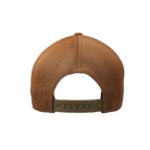 Brown mesh cap with snapback closure back