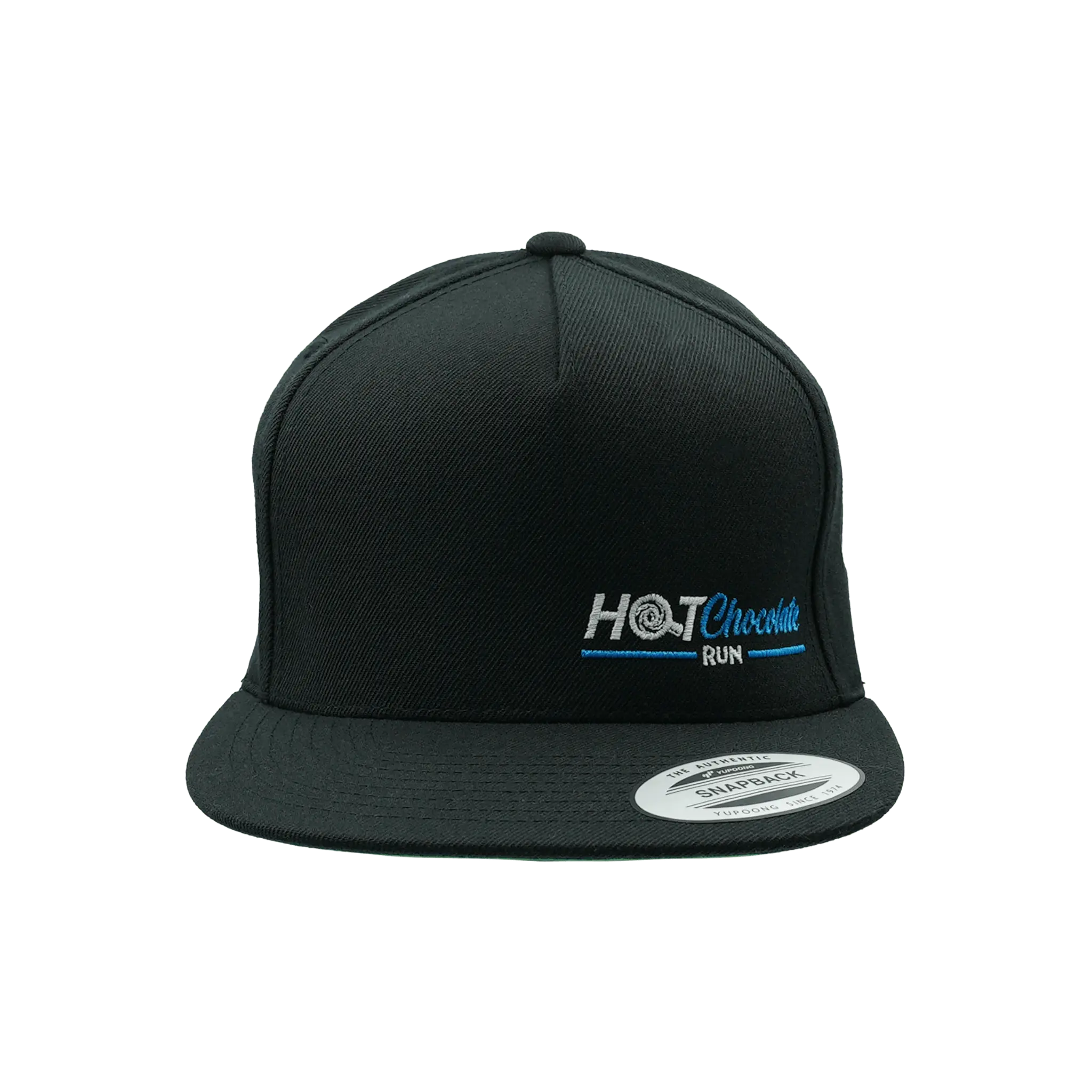Black snapback cap with 'Hot Chocolate Run' logo
