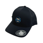 Black cap with Hot Chocolate Run logo and perforation