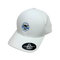 White cap with Hot Chocolate Run logo and perforation