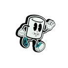Marshmallow character waving as a bib fastener