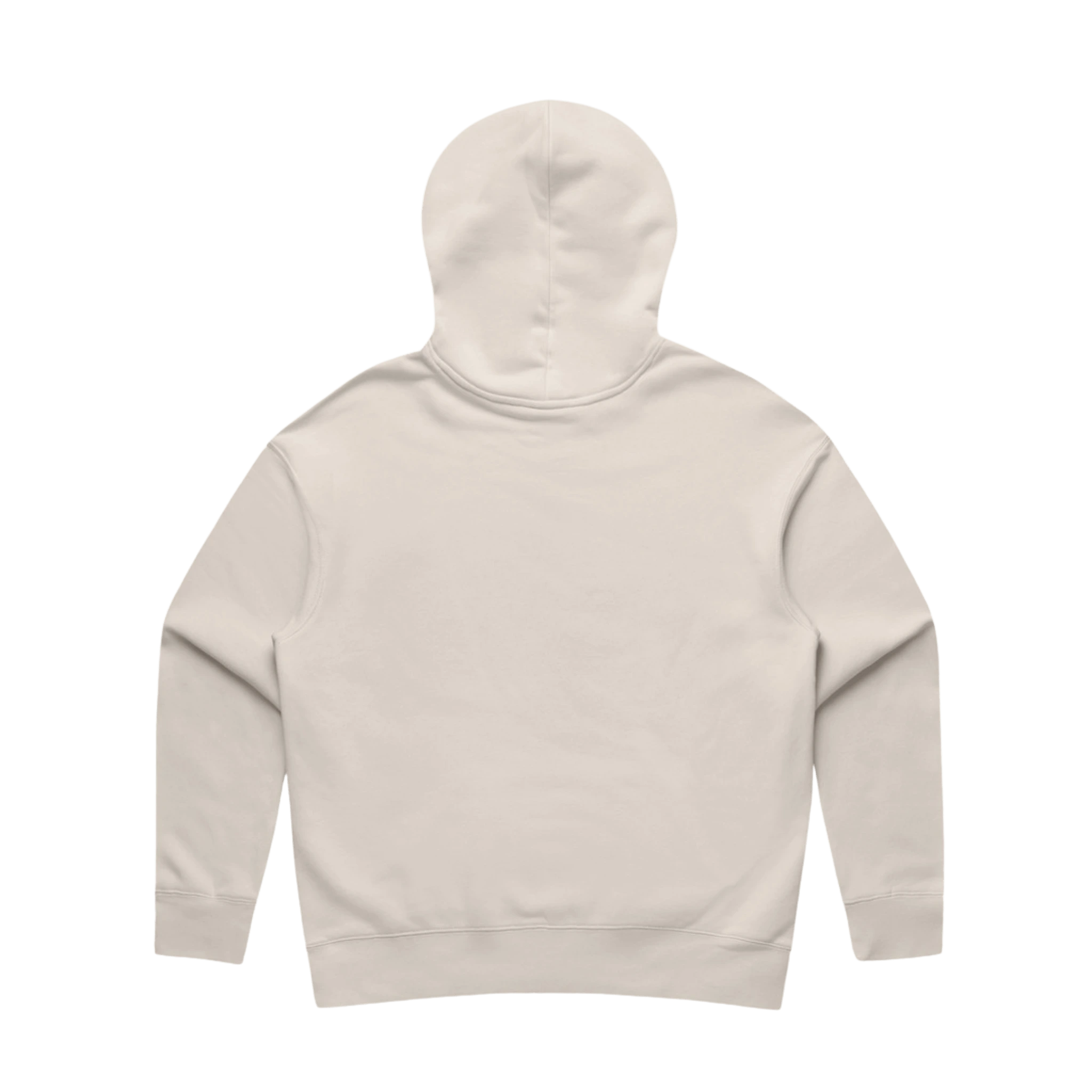 Back of beige hoodie