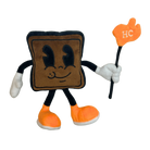 Hot Chocolate Run Chocolate Square Plush toy holding an 'HC' sign