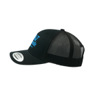 Black mesh cap with blue text