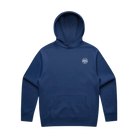 Blue hoodie with Hot Chocolate Run left chest logo