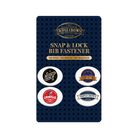 Set of four bib fasteners on a branded card with 'Triple Crown' logo.