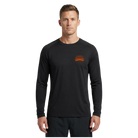Man wearing a black long-sleeve shirt with Santa Rosa Marathon logo