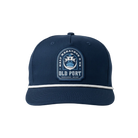 Navy blue cap with a Old Port logo with a ship and text