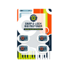 Packaging of Snap & Lock Bib Rockfest Fasteners with colorful design 