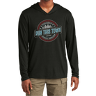 Black hoodie with 'Run This Town' graphic