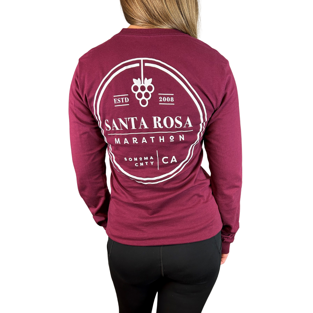 Santa Rosa Marathon Long Sleeve Tee Maroon