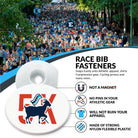 Bibboard information with Bucktown 5K branding and crowd of runners as background
