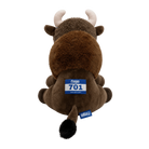 Bison stuffed animal with a Fargo Marathon bib and tag
