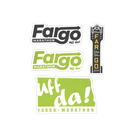 Set of Fargo Marathon stickers with various designs