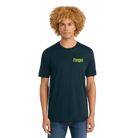 Person wearing a navy blue t-shirt with 'Fargo Marathon' logo
