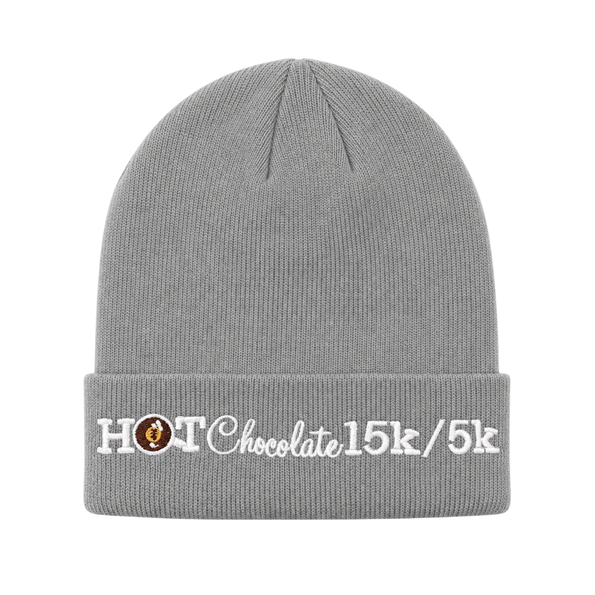 Gray beanie with 'Hot Chocolate 15k/5k' text