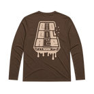 Brown long sleeve tee with Hot Chocolate Run design